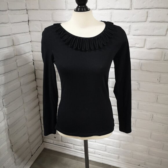Talbots Ladies Size Small Black Long Sleeve Straight Fit T-shirt - Picture 1 of 9